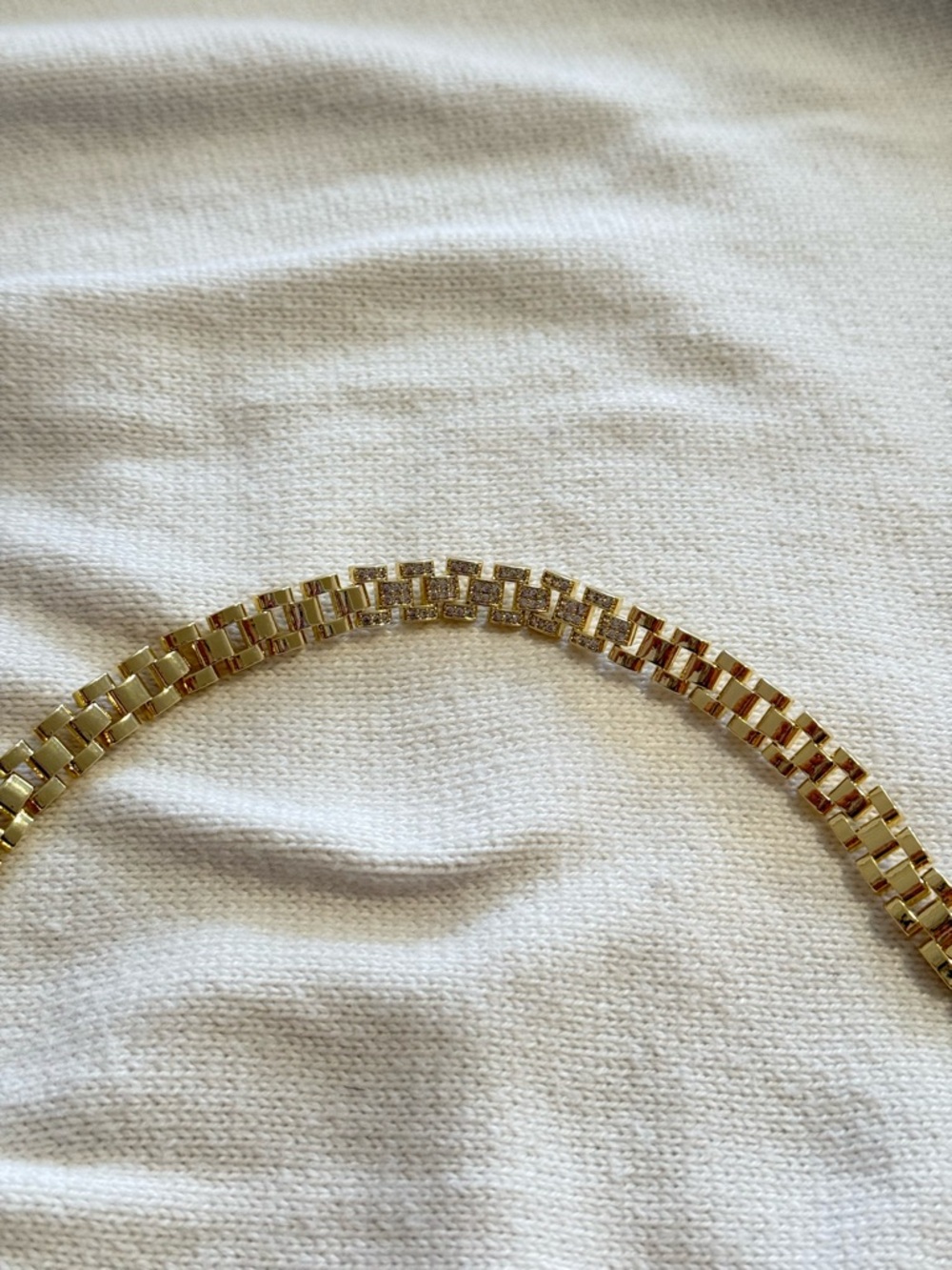 Gold Link Bracelet with Pavé Accent